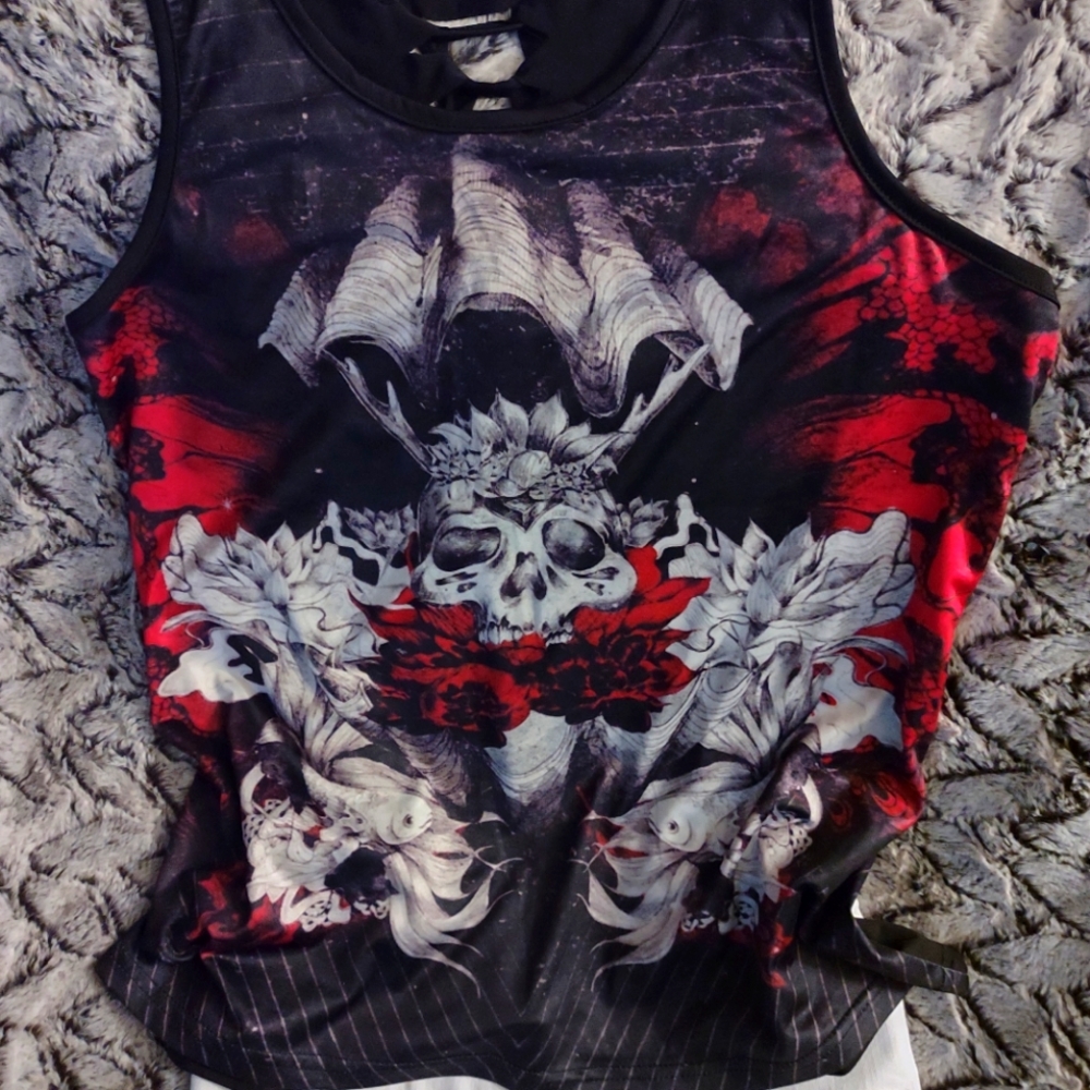 Skull print tank top-L